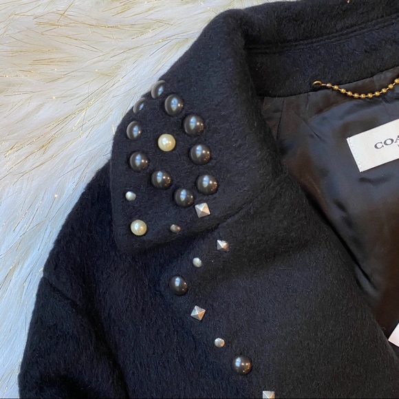 βοΈ Coach Studded Wool Coat, Black - Picture 5 of 10